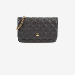 Chanel Black Lambskin Classic Wallet on Chain GHW