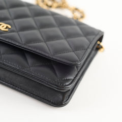 Chanel Black Lambskin Classic Wallet on Chain GHW