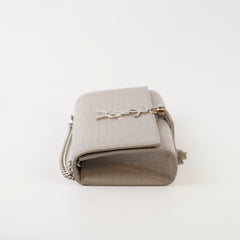 Saint Laurent Small Kate Tassel Grey Croc Emboss