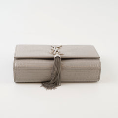 Saint Laurent Small Kate Tassel Grey Croc Emboss