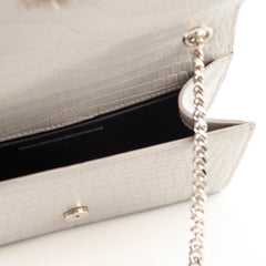 Saint Laurent Small Kate Tassel Grey Croc Emboss
