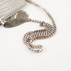 Saint Laurent Small Kate Tassel Grey Croc Emboss