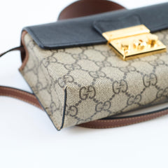 Gucci GG Supreme Padlock Mini Top Handle Shoulder Bag Brown/Black