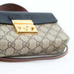 Gucci GG Supreme Padlock Mini Top Handle Shoulder Bag Brown/Black