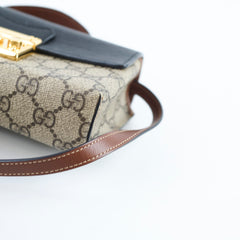 Gucci GG Supreme Padlock Mini Top Handle Shoulder Bag Brown/Black