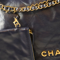 Chanel 22 Large Navy Lambskin Microchip
