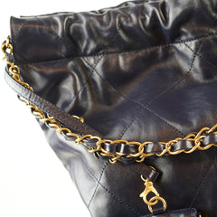 Chanel 22 Large Navy Lambskin Microchip
