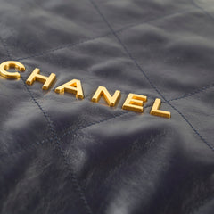 Chanel 22 Large Navy Lambskin Microchip