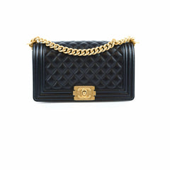 Chanel Boy Black Old Medium Caviar Gold (30 Series)
