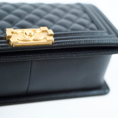 Chanel Boy Black Old Medium Caviar Gold (30 Series)