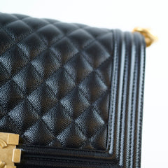 Chanel Boy Black Old Medium Caviar Gold (30 Series)