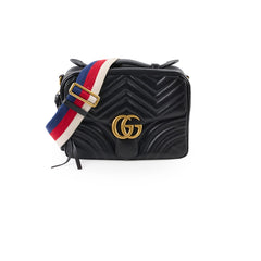 Gucci GG Marmont ZIP Around Top Handle Camera bag Calfskin Black