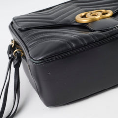 Gucci GG Marmont ZIP Around Top Handle Camera bag Calfskin Black