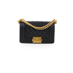 Chanel Small Boy Bag Black Caviar GHW (microchip) Leather Lined