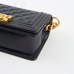 Chanel Small Boy Bag Black Caviar GHW (microchip) Leather Lined