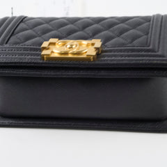 Chanel Small Boy Bag Black Caviar GHW (microchip) Leather Lined