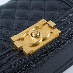 Chanel Small Boy Bag Black Caviar GHW (microchip) Leather Lined
