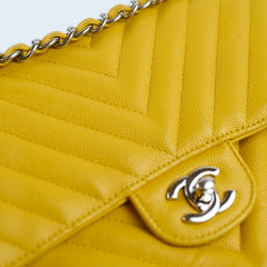 Chanel Medium Classic Flap Yellow Caviar Chevron 23 series