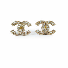Chanel Pearl CC Stud Earrings