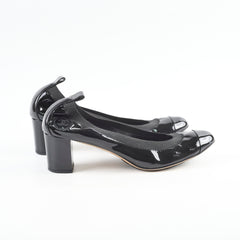 Chanel Patent Block Heels Black - Size 40