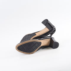 Chanel Patent Block Heels Black - Size 40