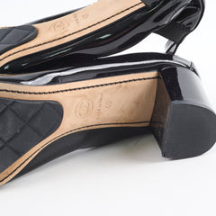 Chanel Patent Block Heels Black - Size 40