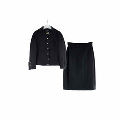 Chanel Wool Suit Jacket and Skirt Set Black