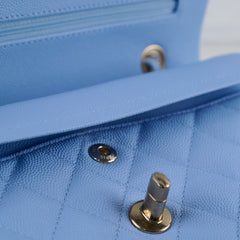Chanel Small Classic Flap Caviar 23P SkyBlue (Microchipped)