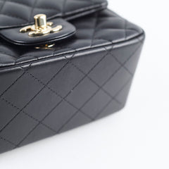 Chanel Mini Square Black Lambskin Microchipped