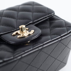 Chanel Mini Square Black Lambskin Microchipped