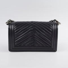 Chanel Old Medium Boy Seasonal Chevron Lambskin Black