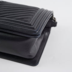 Chanel Old Medium Boy Seasonal Chevron Lambskin Black