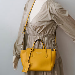 Gucci Swing Leather Tote Yellow