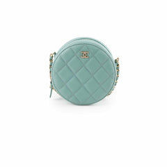 Chanel Mini Round Crossbody Caviar Tiffany Blue