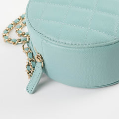Chanel Mini Round Crossbody Caviar Tiffany Blue