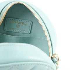 Chanel Mini Round Crossbody Caviar Tiffany Blue