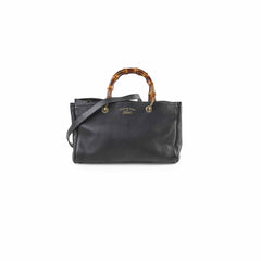 Gucci Bamboo Leather Shopper Tote Black