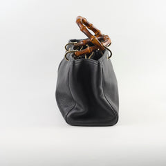 Gucci Bamboo Leather Shopper Tote Black