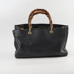Gucci Bamboo Leather Shopper Tote Black