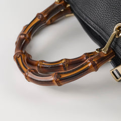 Gucci Bamboo Leather Shopper Tote Black