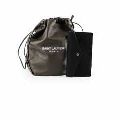 Saint Laurent Bucket Shoulder Bag Olive Green/Grey