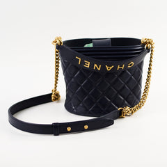Chanel Boy 20B Lambskin Bucket Bag Navy 30 Series