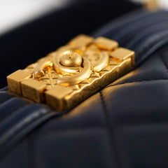 Chanel Boy 20B Lambskin Bucket Bag Navy 30 Series