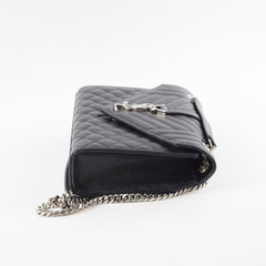 Saint Laurent Envelope Medium Quilted Grain Black