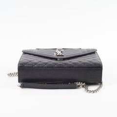 Saint Laurent Envelope Medium Quilted Grain Black