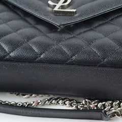 Saint Laurent Envelope Medium Quilted Grain Black