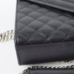 Saint Laurent Envelope Medium Quilted Grain Black