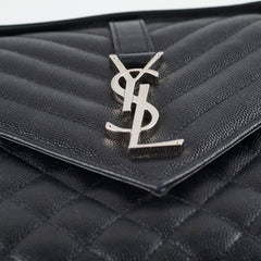 Saint Laurent Envelope Medium Quilted Grain Black