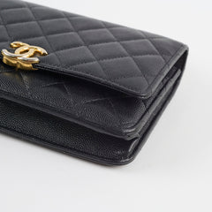 Chanel Seasonal Top Handle Wallet On Chain Caviar Black 2022