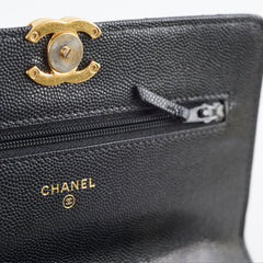 Chanel Seasonal Top Handle Wallet On Chain Caviar Black 2022